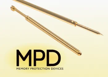 Sondas de contacto doradas de MPD en fixture de testeo de PCB