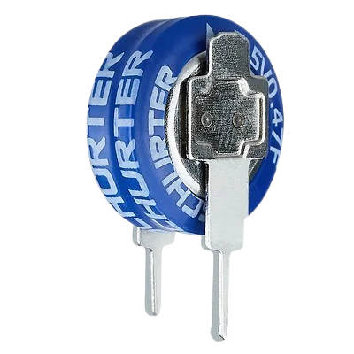 Supercondensador Coin Cell SCHURTER SCCC para montaje en PCB.