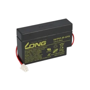 Batería de plomo 12V 0,8Ah con conector JST, compacta y versátil.